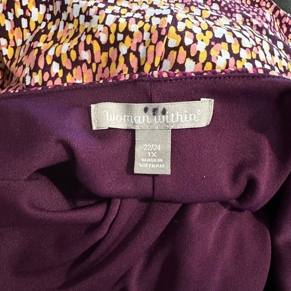 Woman Within 1X 22/24 Sleeveless Maxi Dress Abstract Print Empire Waist Stretch - Picture 6 of 8